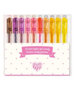 10 mini classic gel pens lovely paper - Djeco