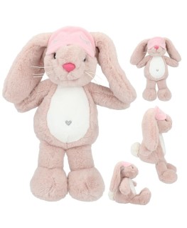 Knuffel konijn Nelly roze met slaapmasker, 21 cm - TOPmodel