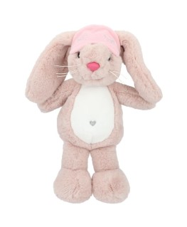 Knuffel konijn Nelly roze met slaapmasker, 21 cm - TOPmodel