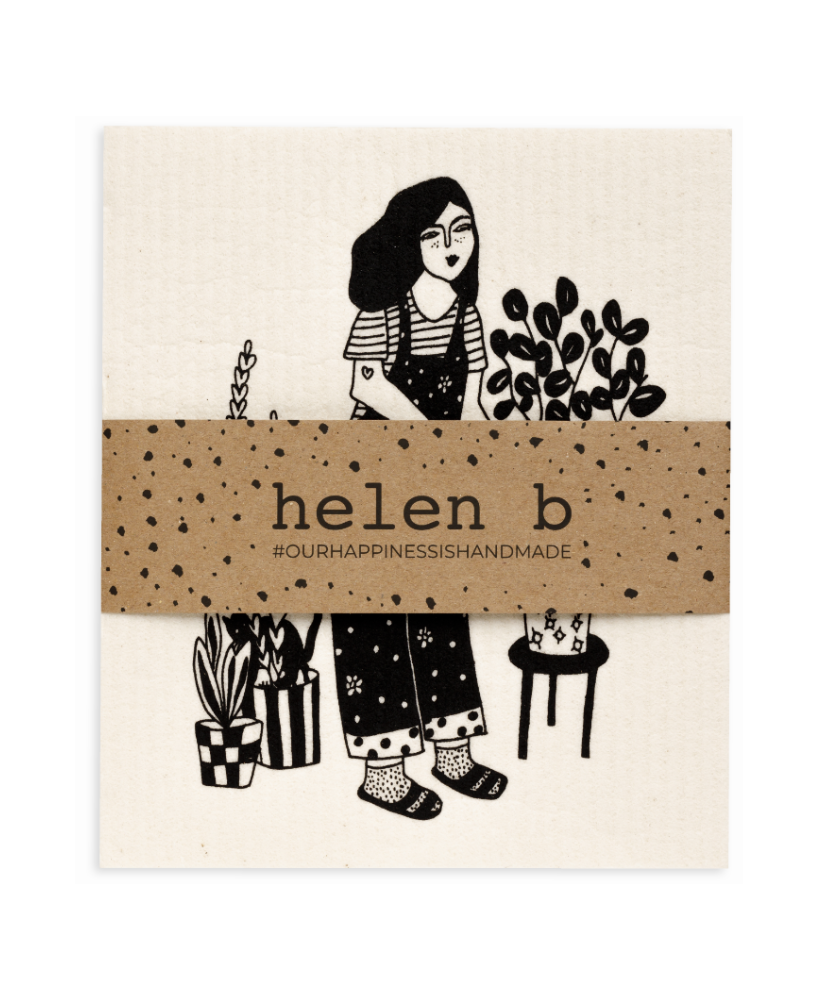 Sponsdoek - Plant lover & coffee first - Helen b