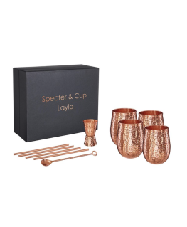 Layla - koperen bekerset 500ml I (set van 4) + accessoires - Specter & cup