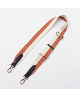 Striped Webbing Strap - Copper & White / Black Classic Leather - O my bag