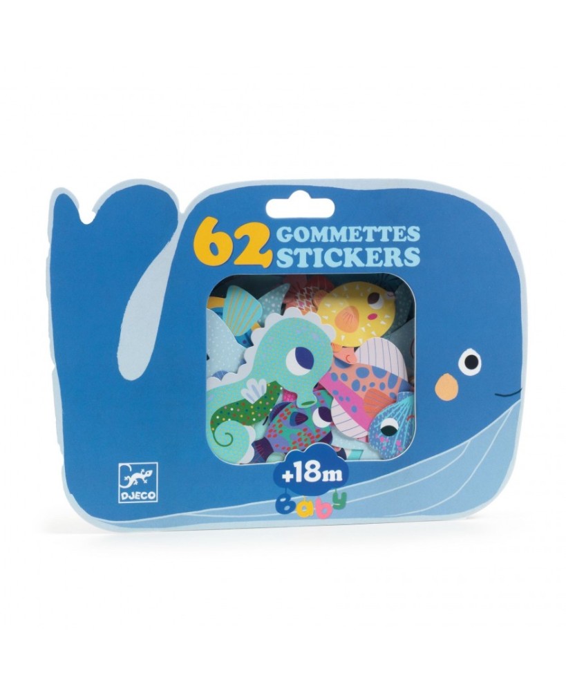 Stickers Zeedieren +18m - Djeco