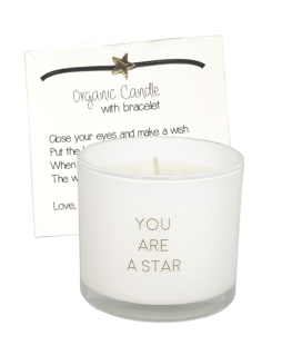 Geurkaars met wens - armband - you are a star - My Flame