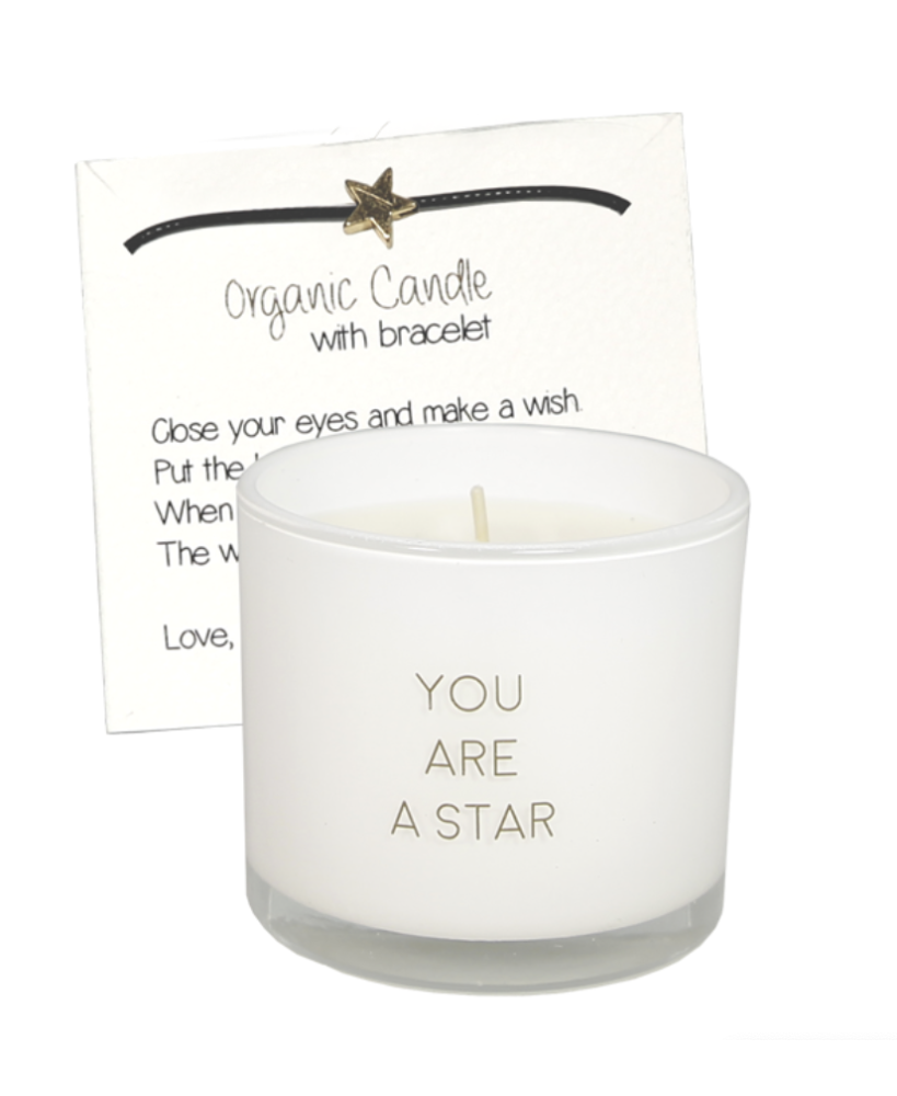 Geurkaars met wens - armband - you are a star - My Flame