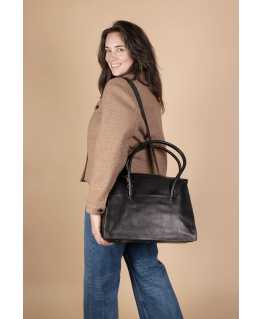 Kate Cognac Black Stromboli leather - O My Bag