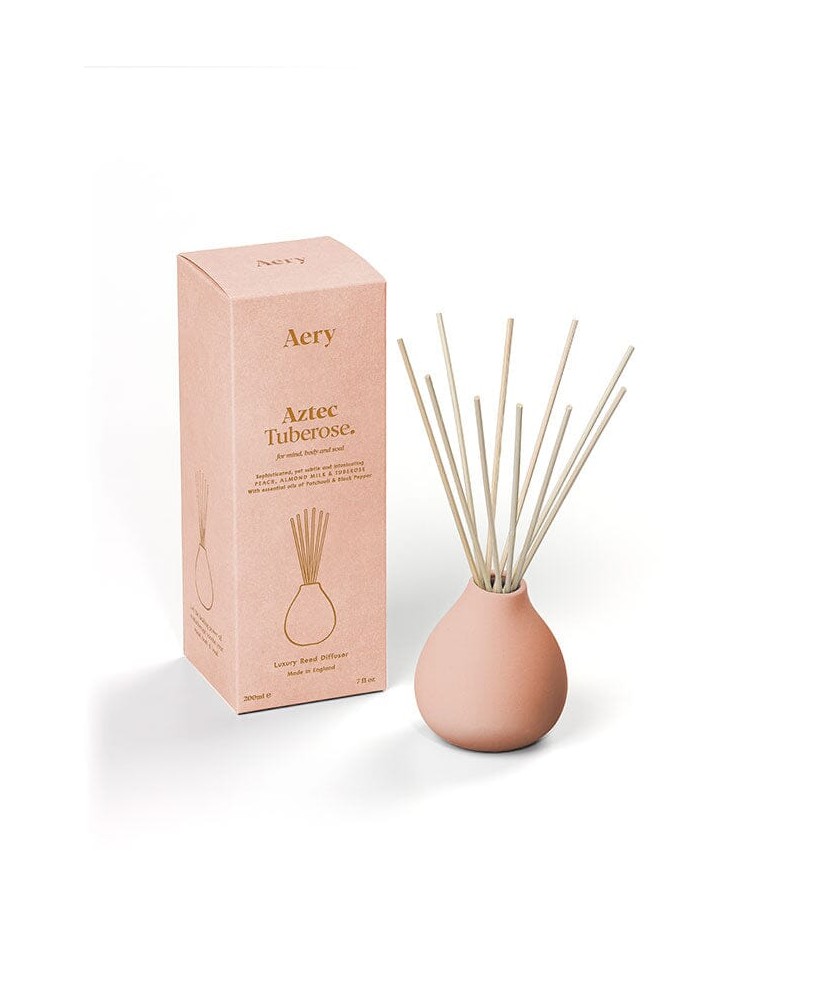 Aztec Tuberose Reed Diffuser - Peach Almond Milk and Tuberose - Aery