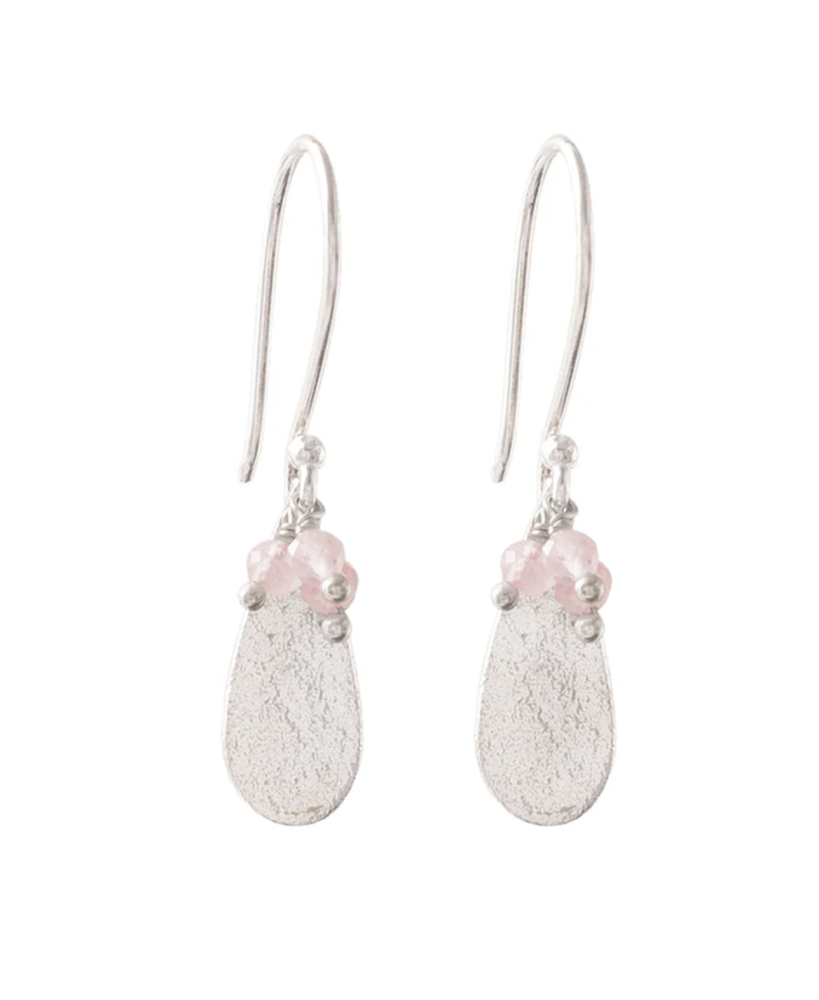 Intention Rose Quartz Silver Plated Earrings - A Beautiful Story