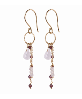 Pleased Rose Quartz Garnet Gold Plated Earrings - A Beautiful Story