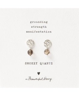 Mini Coin Smokey Quartz Silver Earrings - A Beautiful Story