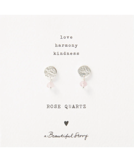 Mini Coin Rose Quartz Silver Earrings - A Beautiful Story