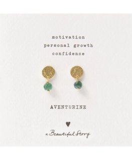 Mini Coin Aventurine Gold Earrings - A Beautiful Story