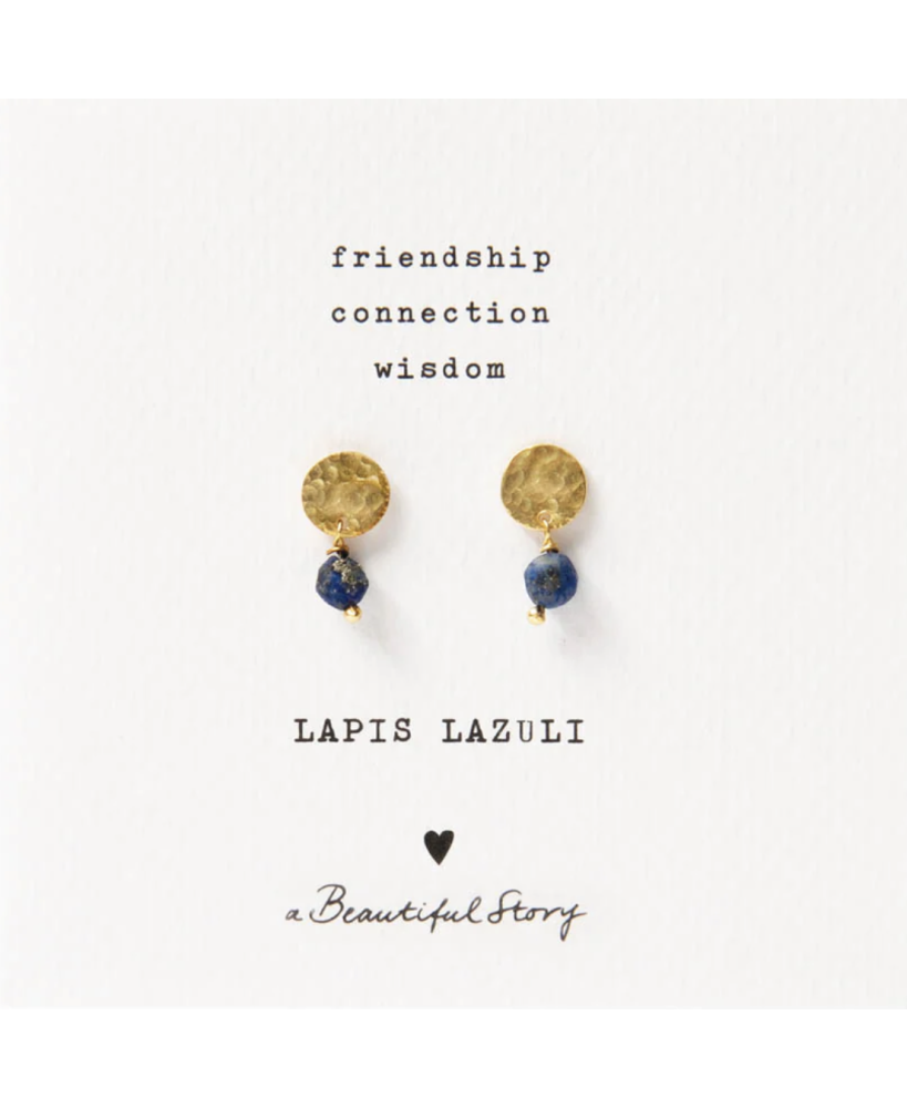 Mini Coin Lapis Lazuli Gold Earrings - A Beautiful Story