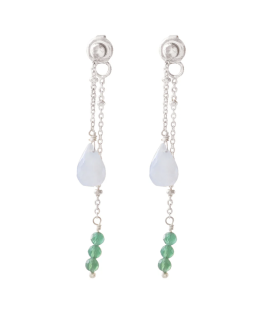 Felicity Blue Lace Agate Aventurine Silver Plated Earrings - A Beautiful Story