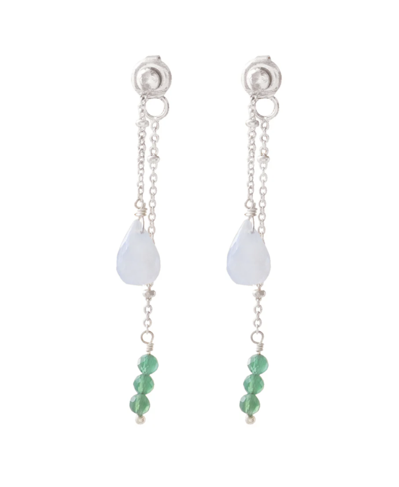 Felicity Blue Lace Agate Aventurine Silver Plated Earrings - A Beautiful Story