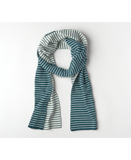 Rechte sjaal knitwear La Linea Teal + Offwhite - Mundo Melocoton